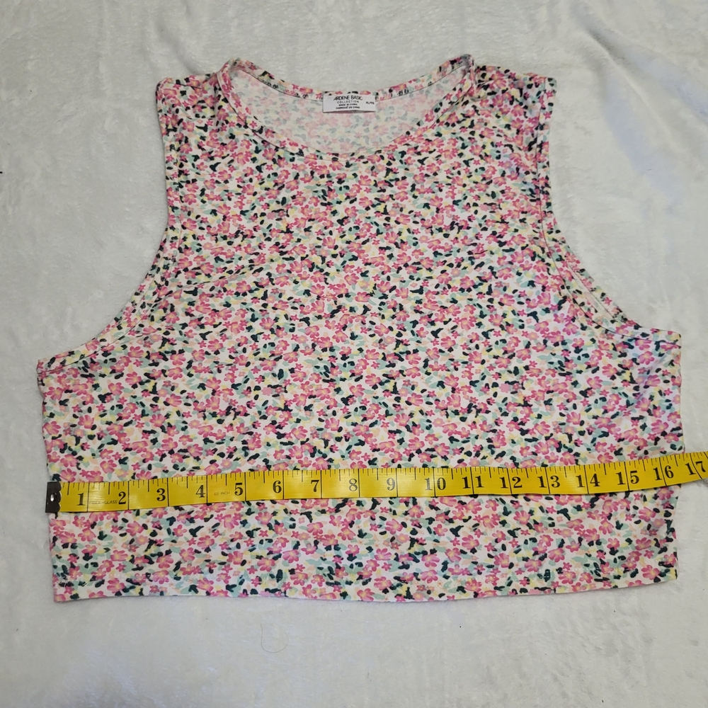 Ardene Floral Sleeveless Crop Top – Pink & Green Micro Flower Print, XL (Fit M) - Picture 5 of 9